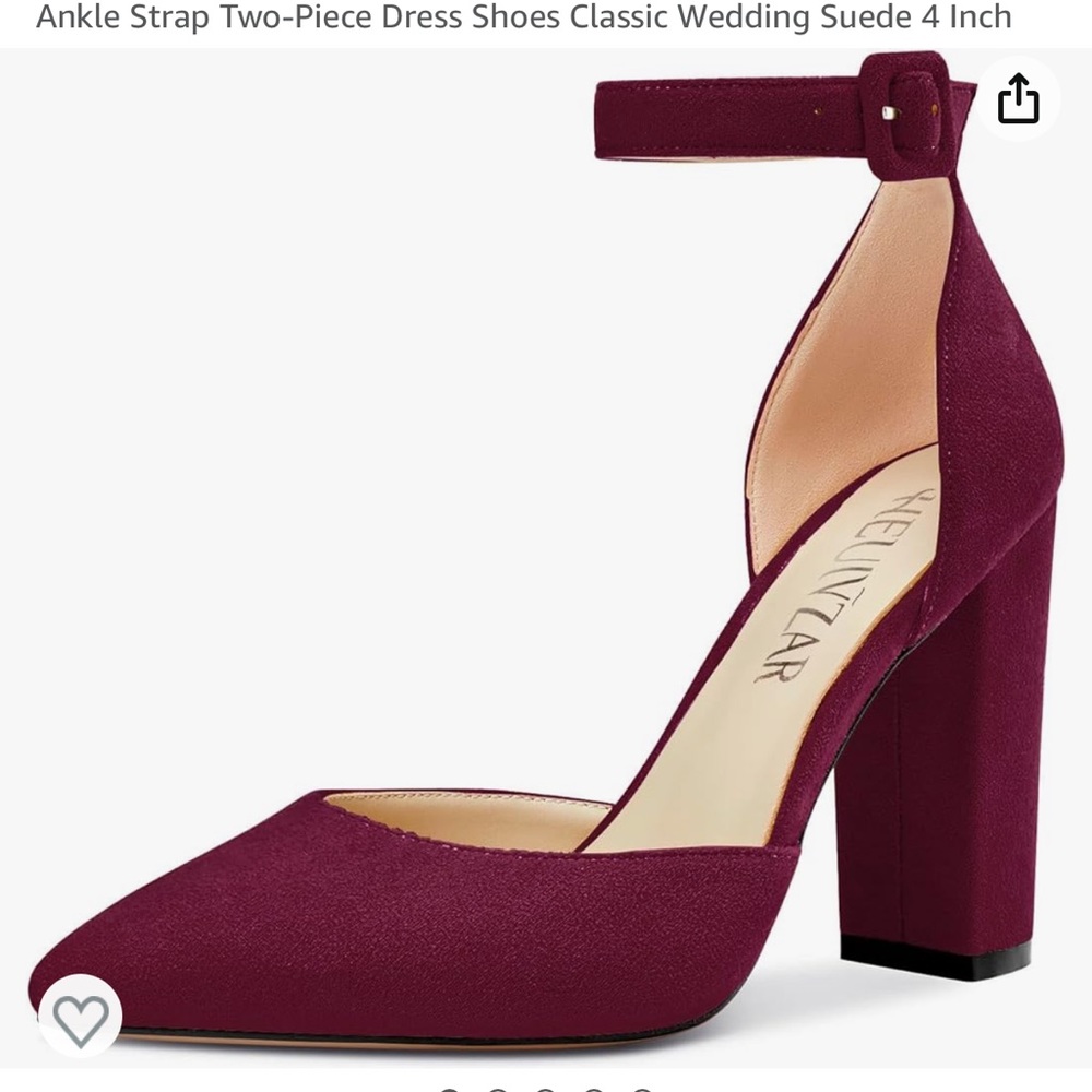 HEUIVZAR Women Pumps Pointed Toe Block Chunky High Heel Classic Wedding Suede